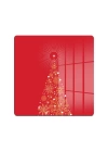Decovetro Cam Kesme Tahtası ve Sunumluk Kare Kırmızı Yılbaşı Ağacı Desenli 30x30 Cm