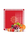 Decovetro Cam Kesme Tahtası ve Sunumluk Kare Kırmızı Beyaz Kar Tanesi Desenli 30x30 Cm