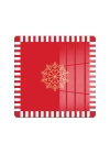 Decovetro Cam Kesme Tahtası ve Sunumluk Kare Kırmızı Beyaz Kar Tanesi Desenli 30x30 Cm