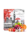 Decovetro Cam Kesme Tahtası ve Sunumluk Kare Love London Desenli 30x30 Cm