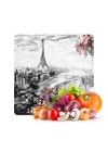 Decovetro Cam Kesme Tahtası ve Sunumluk Kare Love Paris Desenli 30x30 Cm