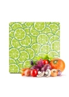 Decovetro Cam Kesme Tahtası ve Sunumluk Kare Misket Limon Desenli 30x30 Cm