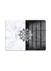Decovetro Cam Kesme Tahtası ve Sunumluk Siyah Beyaz Kar Tanesi Desenli 30x40 cm
