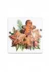 Decovetro Cam Kesme Tahtası ve Sunumluk Kare Gingerbread Yılbaşı Kurabiye Desenli 30 x 30 cm