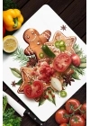 Decovetro Cam Kesme Tahtası ve Sunumluk Kare Gingerbread Yılbaşı Kurabiye Desenli 30 x 30 cm