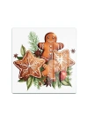 Decovetro Cam Kesme Tahtası ve Sunumluk Kare Gingerbread Yılbaşı Kurabiye Desenli 30 x 30 cm