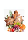 Decovetro Cam Kesme Tahtası ve Sunumluk Kare Gingerbread Yılbaşı Kurabiye Desenli 30 x 30 cm