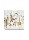 Decovetro Cam Kesme Tahtası ve Sunumluk Kare Kitchenware Desenli 30 x 30 cm