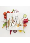 Decovetro Cam Kesme Tahtası ve Sunumluk Kare Kitchenware Desenli 30 x 30 cm