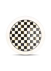 Decovetro Cam Kesme Tahtası ve Sunumluk Yuvarlak MacKenzie Black White Dama 30x30 cm