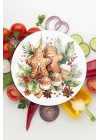 Decovetro Cam Kesme Tahtası ve Sunumluk Yuvarlak Gingerbread Yılbaşı Kurabiye Desenli 30 x 30 cm