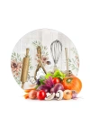 Decovetro Cam Kesme Tahtası ve Sunumluk Yuvarlak Kitchenware Desenli 30 x 30 cm