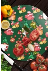 Decovetro Cam Kesme Tahtası ve Sunumluk Yuvarlak Noel Yılbaşı Desenli 30 x 30 cm