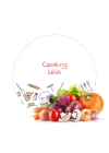 Decovetro Cam Kesme Tahtası ve Sunumluk Yuvarlak Cooking Love Desenli 30x30 Cm