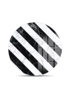 Decovetro Cam Kesme Tahtası ve Sunumluk Yuvarlak Çarpraz Siyah Beyaz Mermer Desenli 30x30 cm