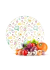 Decovetro Cam Kesme Tahtası ve Sunumluk Yuvarlak Karışık Meyve Sebze Desenli 30x30 Cm