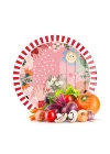 Decovetro Cam Kesme Tahtası ve Sunumluk Yuvarlak Karışık Renkli Love Desenli 30x30 cm