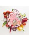 Decovetro Cam Kesme Tahtası Yuvarlak Karışık Renkli Love Desenli 30x30 cm