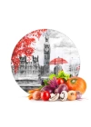 Decovetro Cam Kesme Tahtası ve Sunumluk Yuvarlak Love London Desenli 30x30 Cm