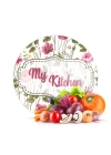 Decovetro Cam Kesme Tahtası ve Sunumluk Yuvarlak My Kitchen Çicek Desenli 30x30 Cm