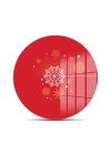 Decovetro Cam Kesme Tahtası ve Sunumluk Yuvarlak Kırmızı Kar Tanesi Desenli 30x30 cm
