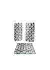 Decovetro Cam Sunum Servis Tabağı 3lü Dikdörtgen Set Siyah Beyaz Geometrik Desenli