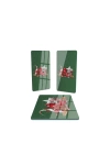 Decovetro Cam Sunum Servis Tabağı 3lü Dikdörtgen Set Yeşil Yılbaşı Kar Desenli