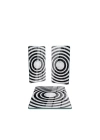 Decovetro Cam Sunum Servis Tabağı 3lü Dikdörtgen Set Siyah Beyaz Yuvarlak Mermer Desenli