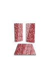 Decovetro Cam Sunum Servis Tabağı 3lü Dikdörtgen Set Kırmızı Yılbaşı Desenli