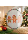 Decovetro Cam Sunum Servis Tabağı 3lü Yuvarlak Set Gingerbread Yeniyıl Kurabiye Desenli