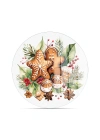 Decovetro Cam Sunum Servis Tabağı 3lü Yuvarlak Set Gingerbread Yılbaşı Kurabiye Desenli