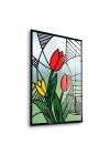 Decovetro Cam Tablo Vitray Lale Desenli 30x40 cm