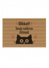 Decovetro Kapı Önü Halı Paspas Kedi Dikkat Sevgi Baskılı 40 x 60 Cm