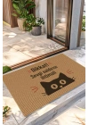Decovetro Kapı Önü Halı Paspas Kedi Dikkat Sevgi Baskılı 40 x 60 Cm