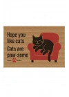 Decovetro Kapı Önü Halı Paspas Kedi Hope You Like Cats Baskılı 40 x 60 Cm