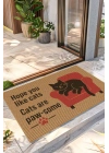 Decovetro Kapı Önü Halı Paspas Kedi Hope You Like Cats Baskılı 40 x 60 Cm