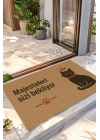 Decovetro Kapı Önü Halı Paspas Majesteleri Bekliyor Kedi Baskılı 40 x 60 Cm