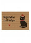 Decovetro Kapı Önü Halı Paspas Majesteleri Bekliyor Kedi Baskılı 40 x 60 Cm