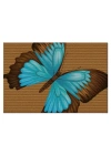 Decovetro Kapı Önü Halı Paspas Mavi Kelebek Desenli 40 x 60 cm