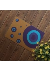 Decovetro Kapı Önü Halı Paspas Nazar Boncuğu Mavi Desenli 40 x 60 cm