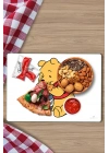 Obur Pooh Desenli Cam Kesme Tahtası ve Sunumluk 25 x 35 cm