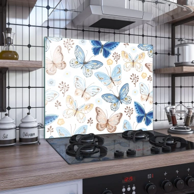Decovetro Ocak Arkası Koruyucu Cam Kelebek Desenli 60x52cm