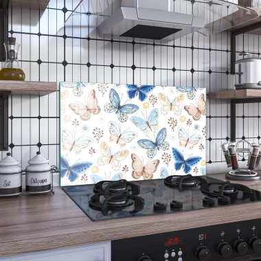 Decovetro Ocak Arkası Koruyucu Cam Kelebek Desenli 76x50cm