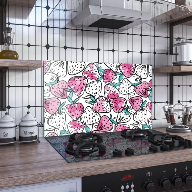 Decovetro Ocak Arkası Koruyucu Çilek Desenli 76x50cm