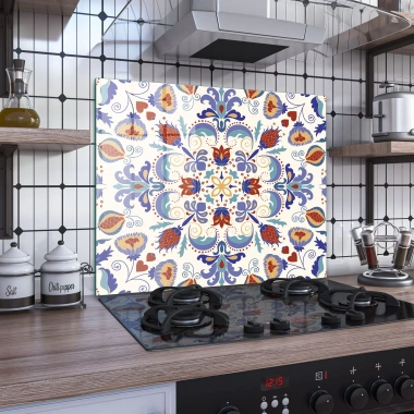 Decovetro Ocak Arkası Koruyucu Çini Desenli 60x52cm