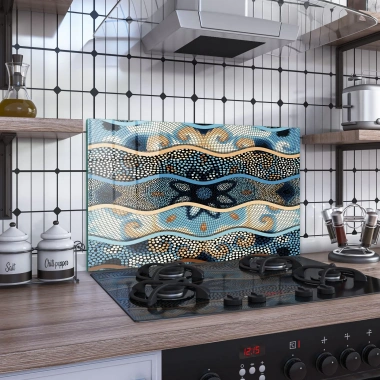 Decovetro Ocak Arkası Koruyucu Dalgalı Mozaik Desenli 76x50cm