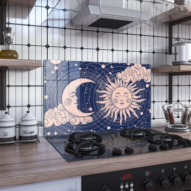 Decovetro Ocak Arkası Koruyucu Horoscope Ay Güneş Desenli 60x40cm