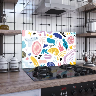 Decovetro Ocak Arkası Koruyucu Karışık Çizgi Desenli 60x40cm