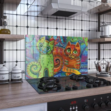 Decovetro Ocak Arkası Koruyucu Kedi Desenli 76x50cm
