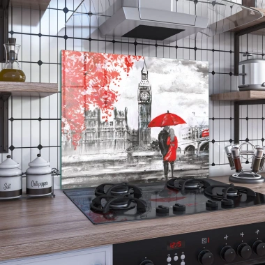 Decovetro Ocak Arkası Koruyucu Londra Desenli 60x52cm